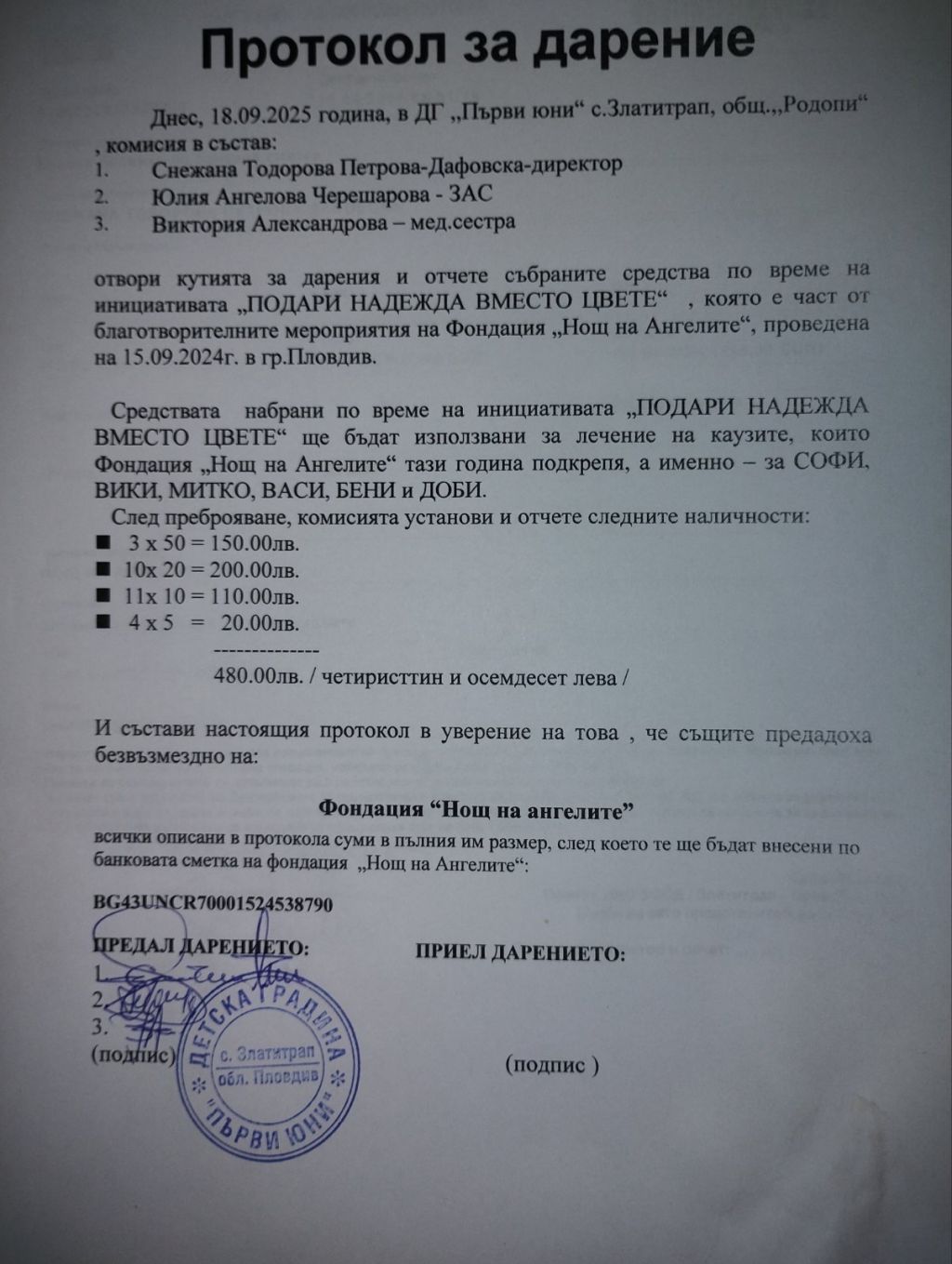 "Подари надежда вместо цвете" - фондация ,,Нощ на ангелите"